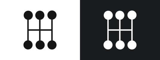 car manual shift lever icon linear graphics set in black vector