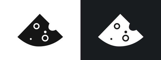 cheese icon linear graphics set in black vector