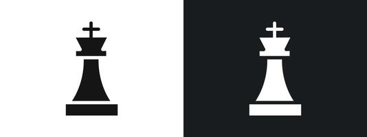Chess king icon linear graphics set in black vector