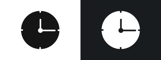 Clock icon linear graphics set in black vector