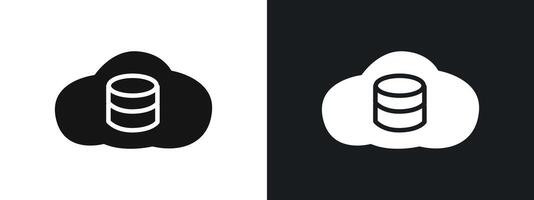 Cloud database icon linear graphics set in black vector