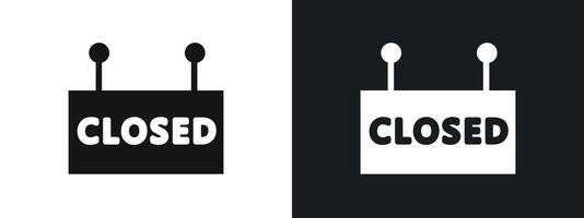 Closed Sign Icon linear graphics set in black vector