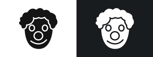 Clown head icon linear graphics set in black vector