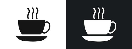Coffee cup icon linear graphics set in black vector