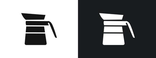 coffee pot icon linear graphics set in black vector