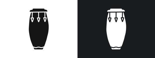 Conga drum icon linear graphics set in black vector