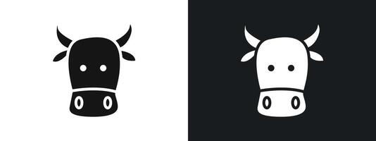 cow head icon linear graphics set in black vector