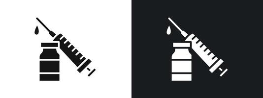 Covid 19 vaccine icon linear graphics set in black vector