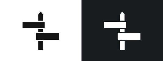 crossroads sign icon linear graphics set in black vector
