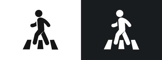 Crosswalk icon linear graphics set in black vector