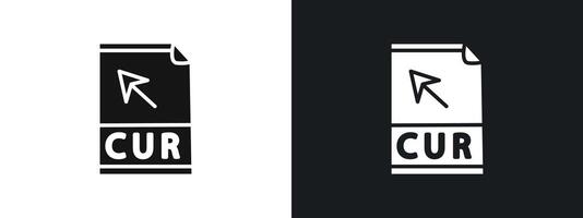 CUR File Document Icon linear graphics set in black vector