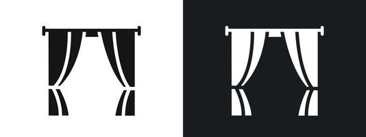 curtains icon linear graphics set in black vector