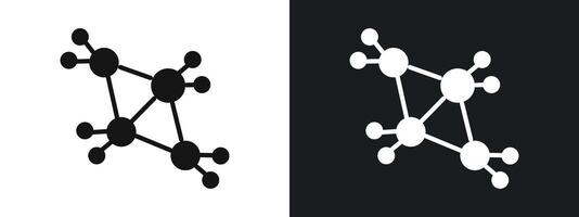 Cyclobutane molecular formula icon linear graphics set in black vector