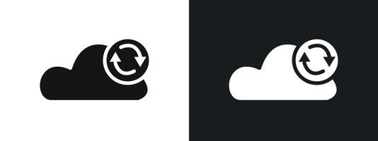 Data synchronization icon linear graphics set in black vector