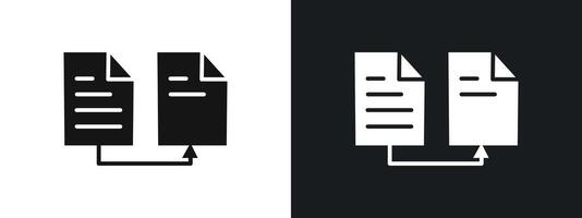 Data transferring icon linear graphics set in black vector