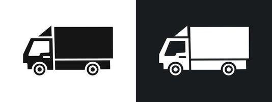 Delivery Truck Icon linear graphics set in black vector
