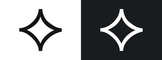 Diamond star icon linear graphics set in black vector