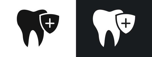 Dental Protection for 24 Hours icon linear graphics set in black vector