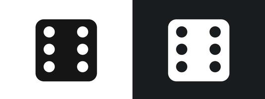 Dice Six Icon linear graphics set in black vector