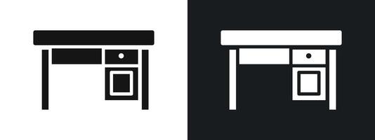desk icon linear graphics set in black vector