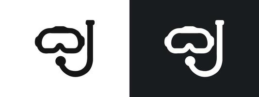 Diving mask icon linear graphics set in black vector