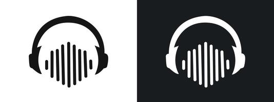 Dj icon linear graphics set in black vector