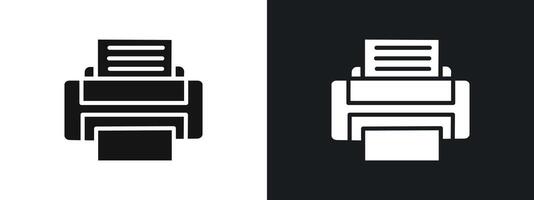 Document printing icon linear graphics set in black vector