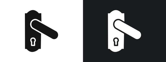 Door knob Icon linear graphics set in black vector