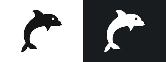 Dolphin icon linear graphics set in black vector