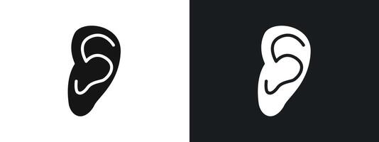 Ear icon linear graphics set in black vector