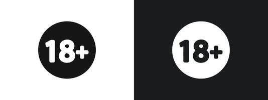 Eighteen plus icon linear graphics set in black vector