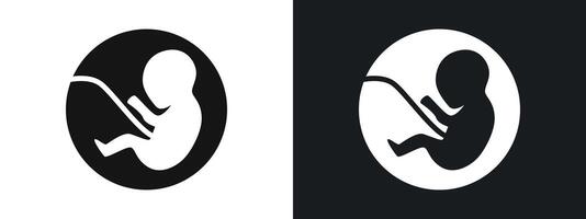Embryo Child icon linear graphics set in black vector