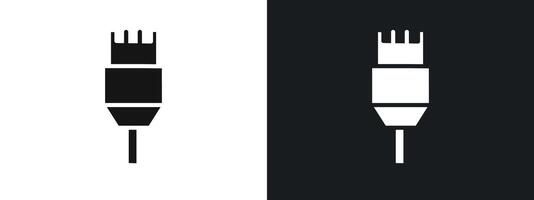ethernet cable plug icon linear graphics set in black vector