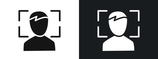 face detection icon linear graphics set in black vector