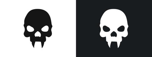 Evil skull icon linear graphics set in black vector