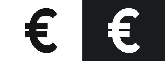 euro sign icon linear graphics set in black vector