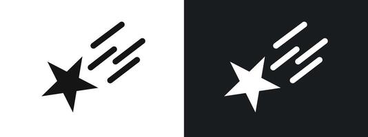 Falling Star Icon linear graphics set in black vector