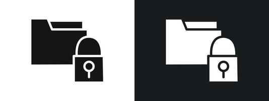 Files and Folders Security icon linear graphics set in black vector