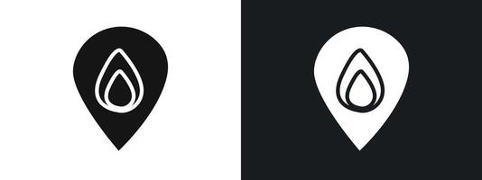 fire location icon linear graphics set in black vector