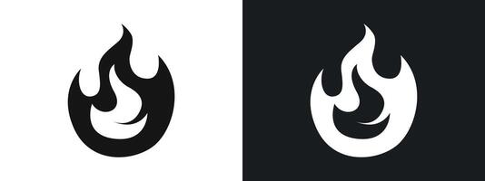 Fire Icon linear graphics set in black vector
