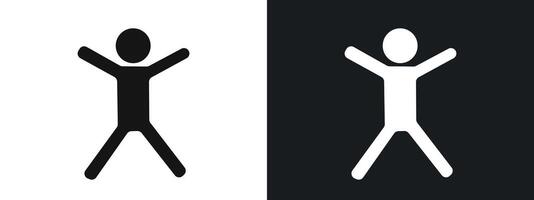 Fitness exercise icon linear graphics set in black vector
