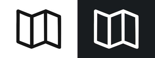 Folded Paper Icon linear graphics set in black vector