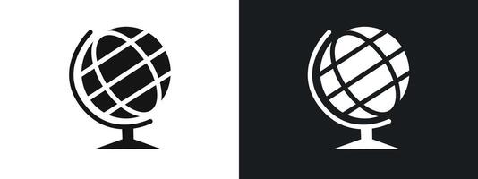 globe icon linear graphics set in black vector