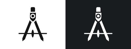 Geometric compass icon linear graphics set in black vector