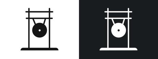 gong icon linear graphics set in black vector