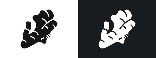 Ginger icon linear graphics set in black vector