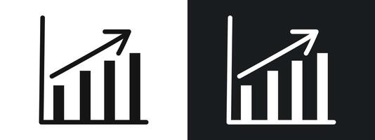 growth arrow bars icon linear graphics set in black vector