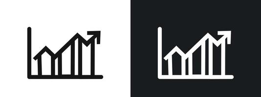 Growth business icon linear graphics set in black vector