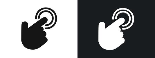 Hand clicking icon linear graphics set in black vector