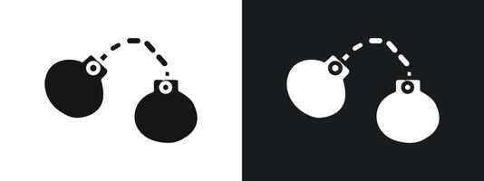 Handcuffs icon linear graphics set in black vector